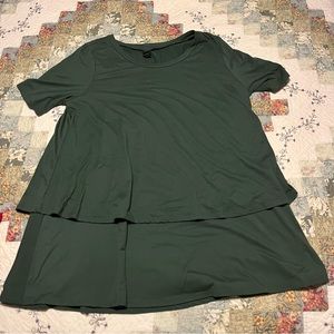 Agnes and Dora Short Sleeved Tiered Tunic Forest Green Size XXL